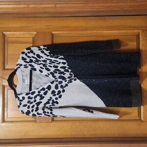 Nic & Zoe Navy Blue/Gray/Tan Cardigan Sweater, Women's Size Small, EUC